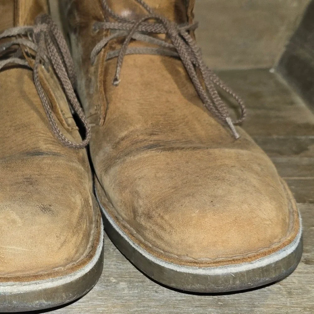 CLARKS MENS Bushacre chukka boots brown leather good size 14 lots more‎ wear!